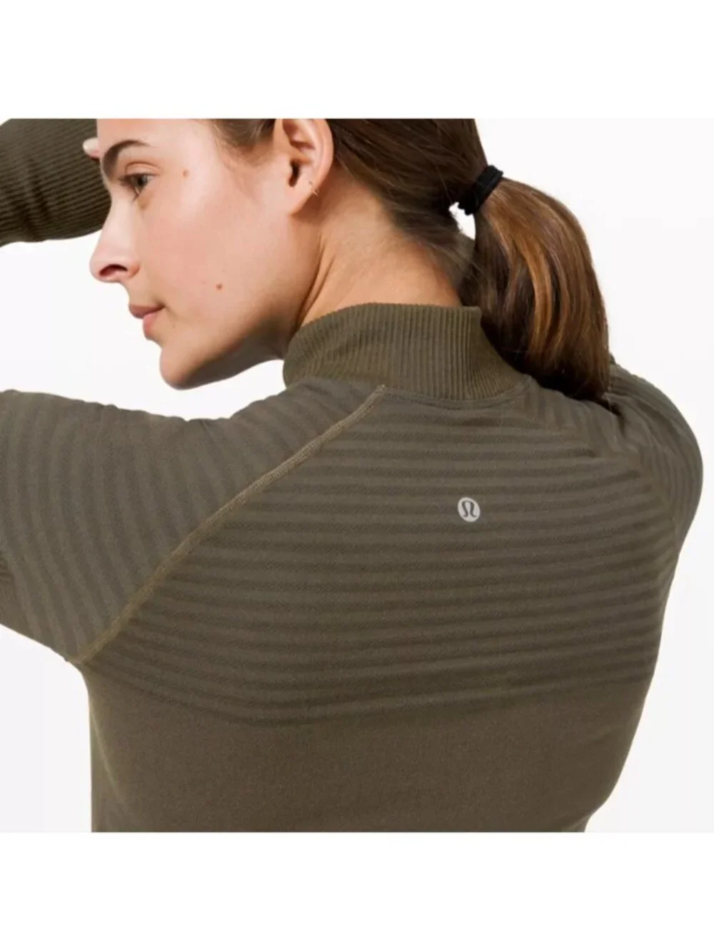 Lululemon Keep the Heat Half Zip Wool Blend Olive Green